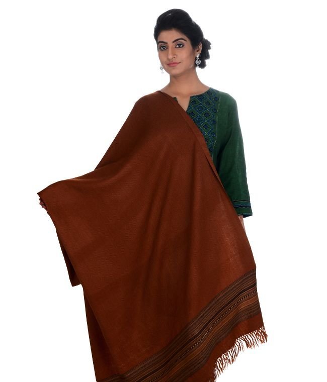 Handwoven Kinnauri Brown Shawl For Women