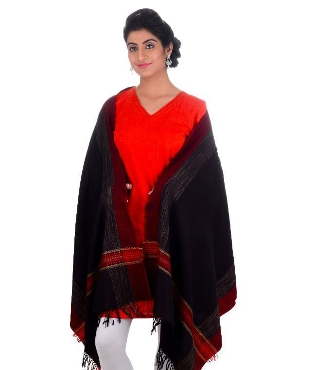 Handwoven Multicolor Stole Pure Wool Nine Dori : HP