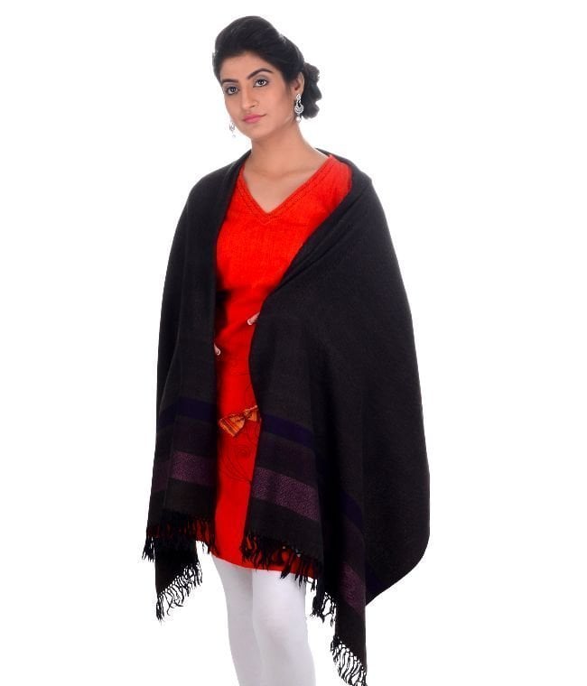 Handwoven Multicolor Stole 22 Dori With Side Dori : HP