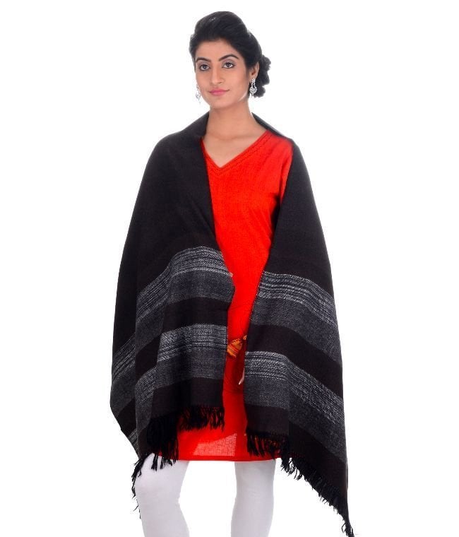 Handwoven Black Stole 22 Dori With Side Dori : HP