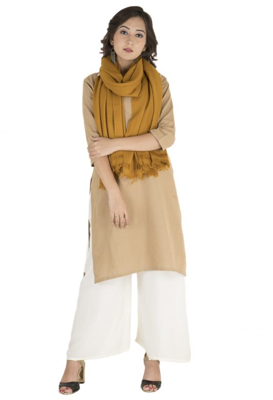 Tan Plain Weave Angora Wool Stole