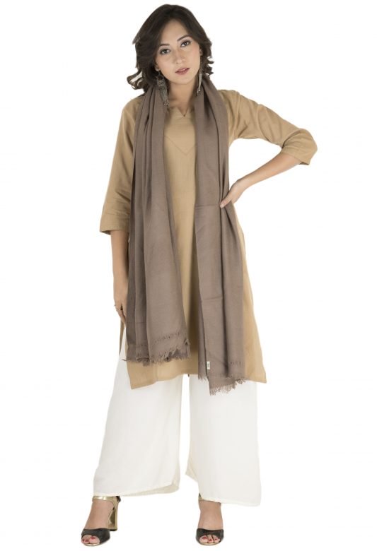 Grey Plain Weave Angora Wool Stole