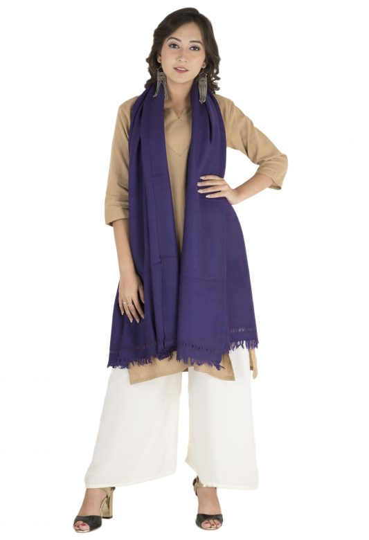 Blue  Plain Weave Angora Wool Stole