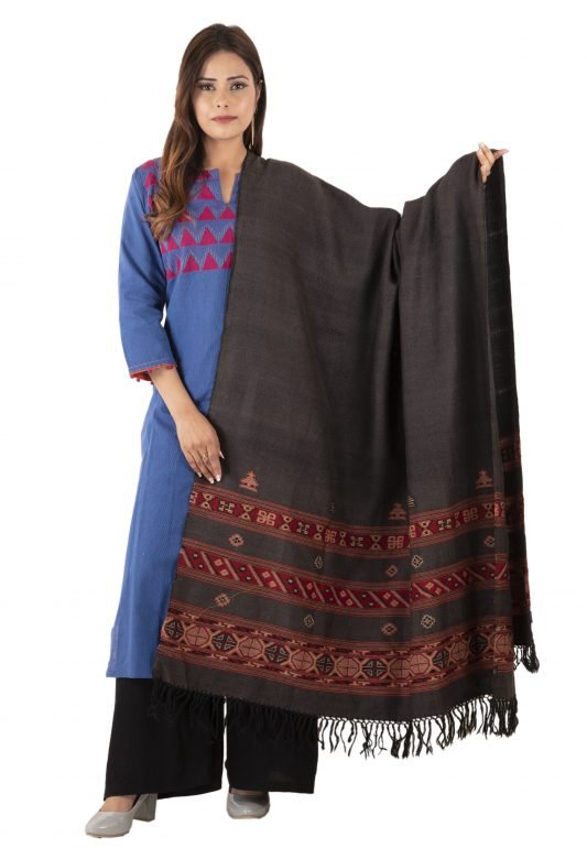 Wool Yak Border Shawl (Himachal Pradesh)