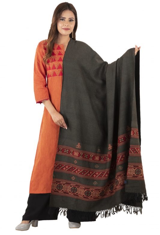 Wool Yak Border Shawl (Himachal Pradesh)