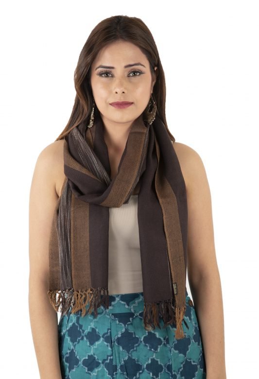 Brown Side Pattern Wool Muffler