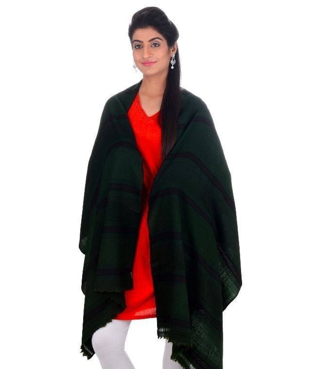 Handwoven Green Stole Pure Wool : HP