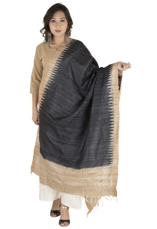 Black & Coffee Karwati Silk Dupatta