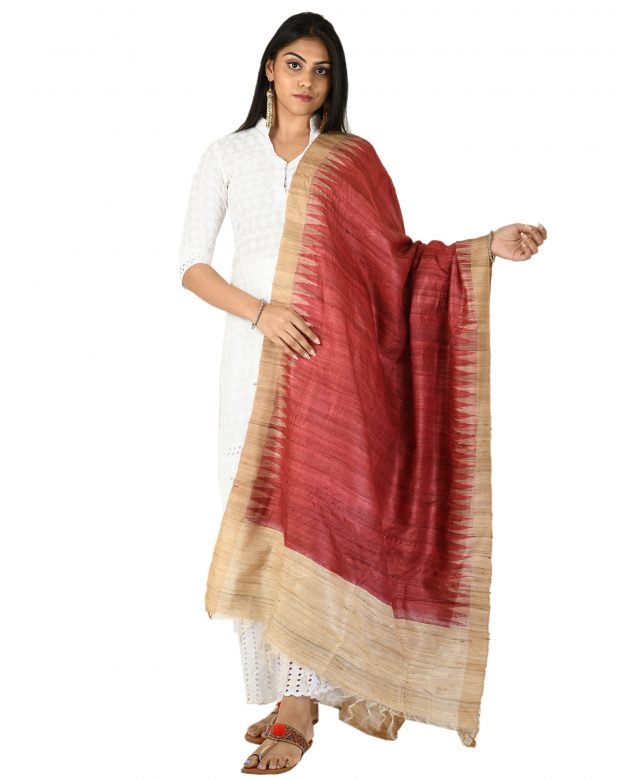 Womens Handwoven Raw Silk Karwati Multicolor Freesize Dupatta
