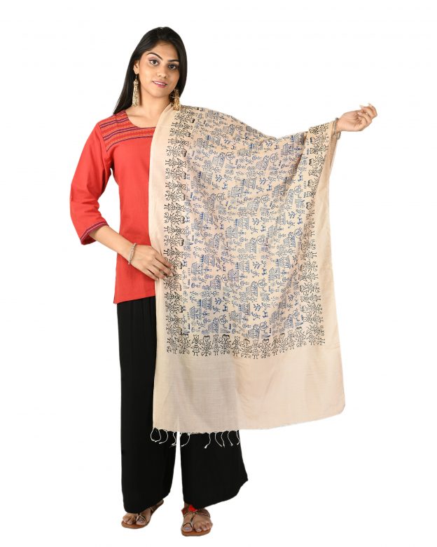 Womens Handwoven Cotton Multicolor Freesize Stole