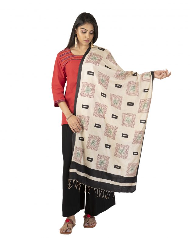 Womens Handwoven Cotton Multicolor Freesize Stole