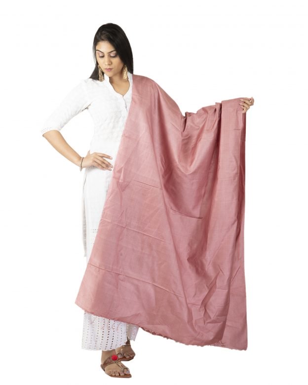 Womens Handwoven Cotton Pink Freesize Dupatta
