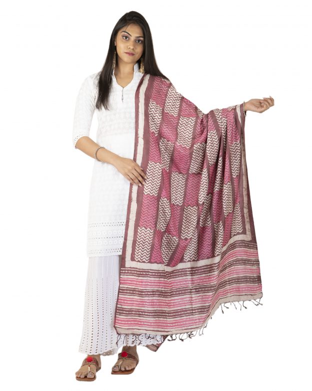 Womens Handwoven Tassar Silk Multicolor Freesize Dupatta
