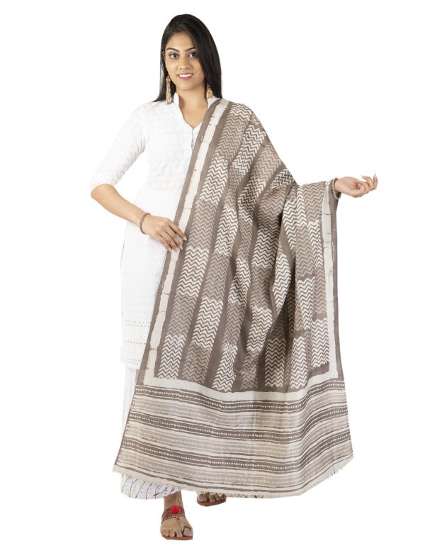 Womens Handwoven Cotton Black Freesize Dupatta