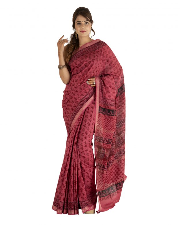 Traditional Multicolor Silk Maheshwari Bagh Plain Saree