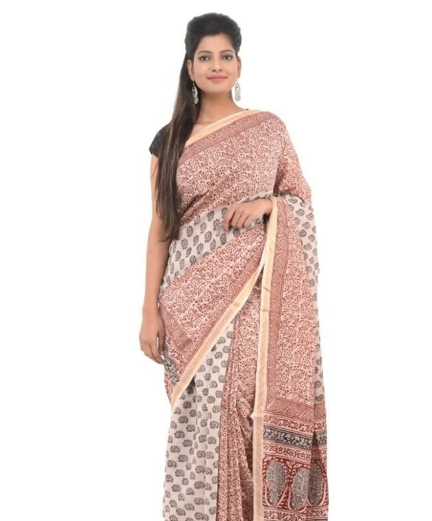 Off White Silk Maheswari bagh Saree