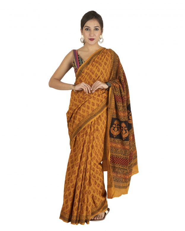 Tribes India Cotton Multicolor Free Size Handmade Saree