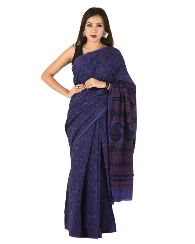 Handcrafted Multicolor Cotton Bagh Print Free Size Saree