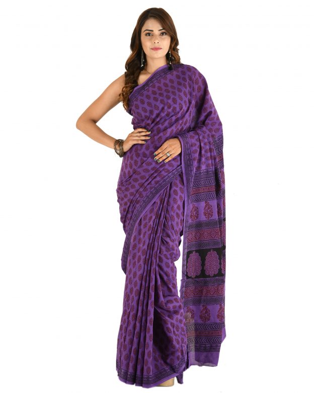 Handmade Traditional Cotton Bagh Multicolor Saree