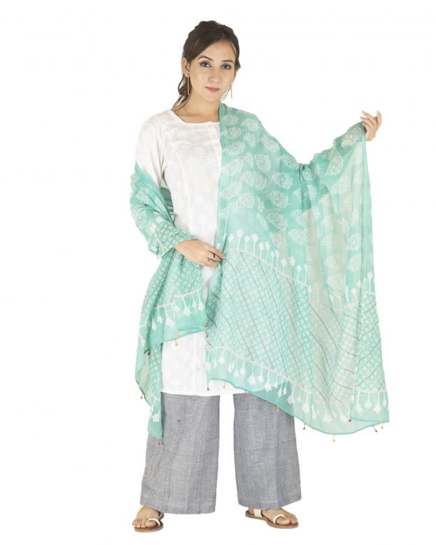 Handmade Cotton Mangalgiri Multicolor Dupatta