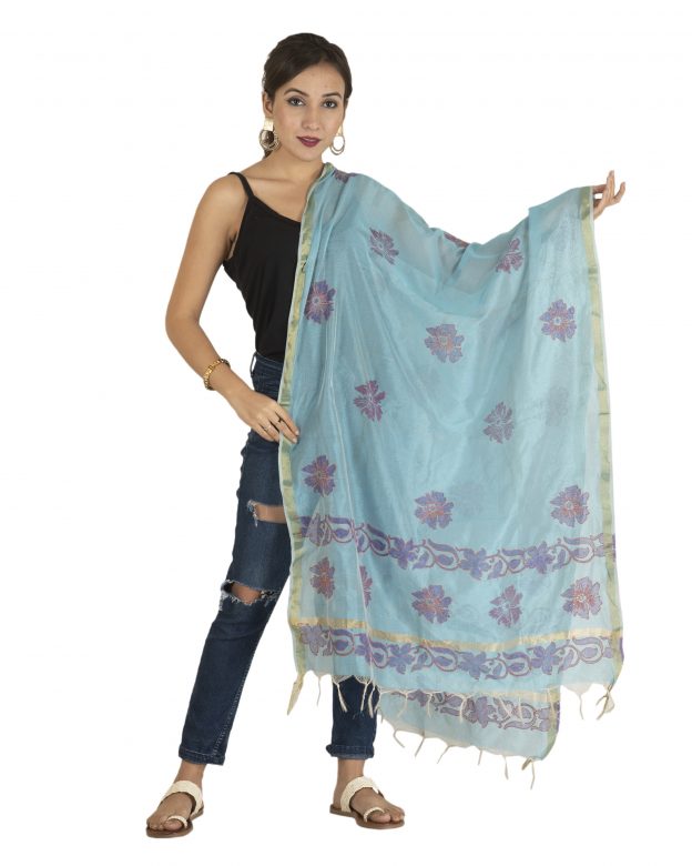 Handmade Chanderi Cotton Silk Multicolor Dupatta