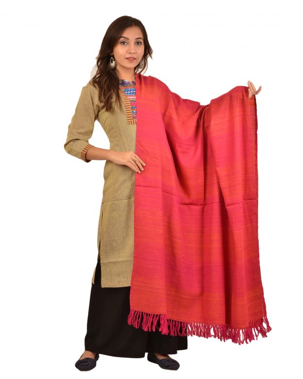 Womens Handwoven Woolen Orange Freesize Shawl