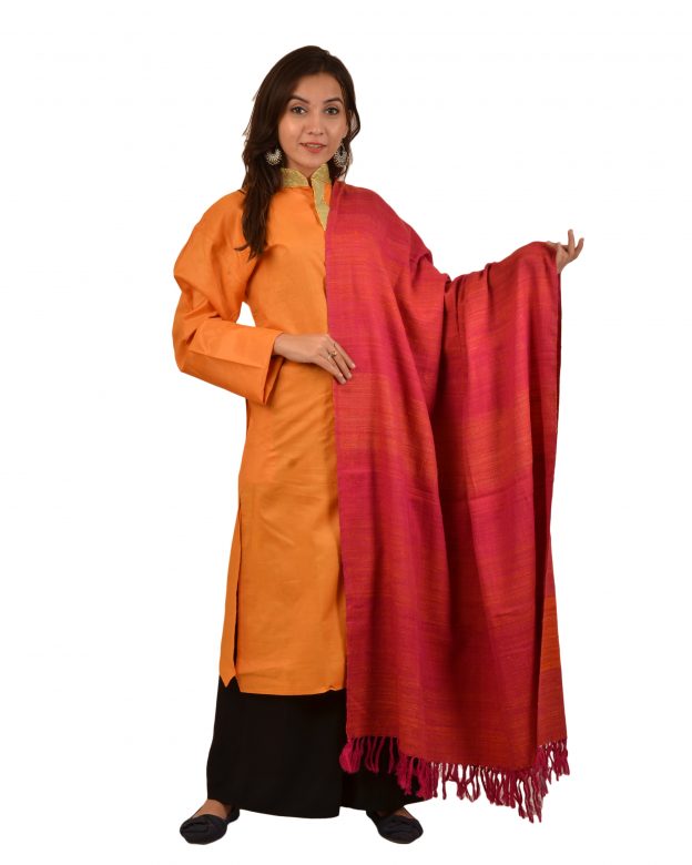Womens Handwoven Woolen Orange Freesize Shawl