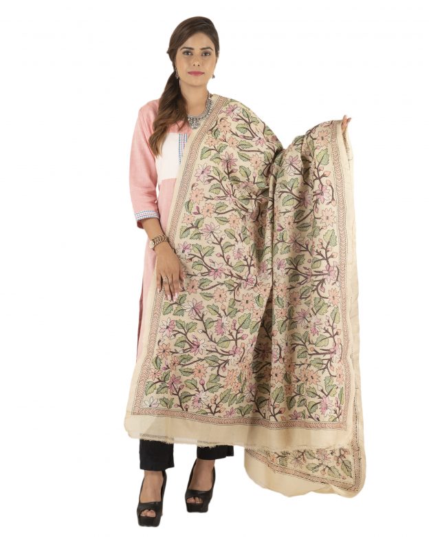 Multicolored Dupian Ghicha Silk Dupatta