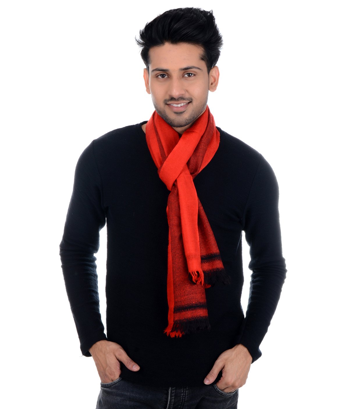 Tribes India Handwoven Angora Wool Plain Multicolor Muffler