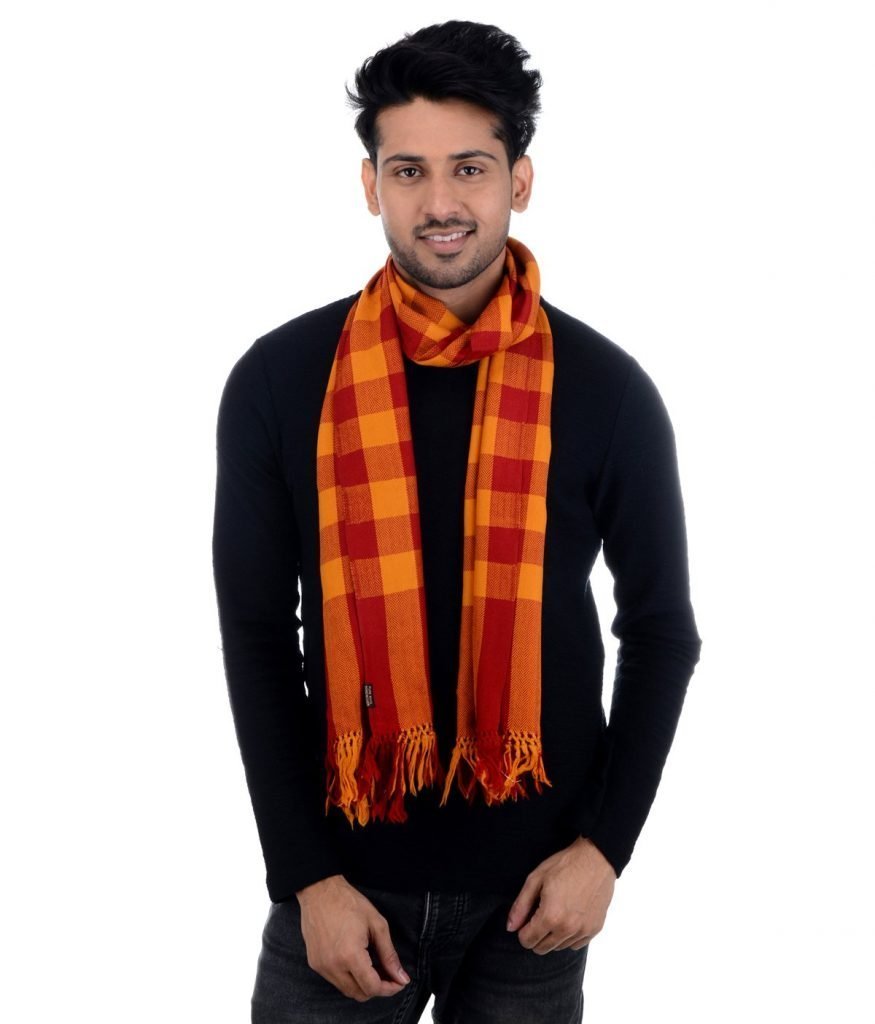 Handwoven Muffler Wool Multicolor Scottish Check HP