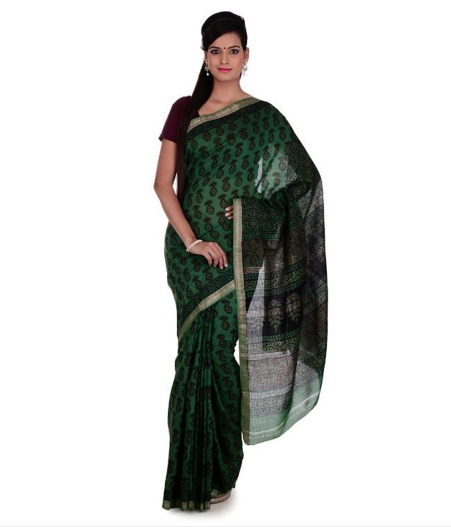 Hand Block Bagh Print Maheshwari Saree