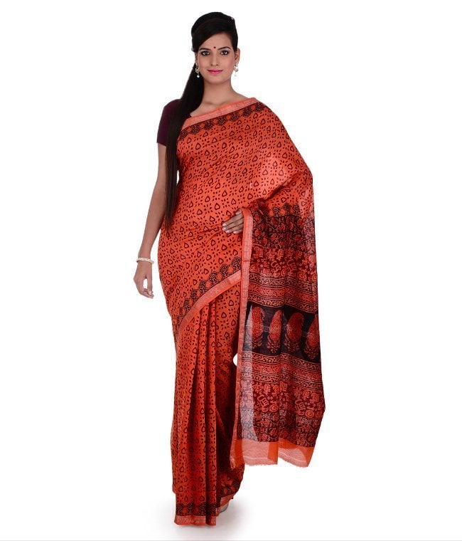 Hand Block Bagh Print Maheshwari Saree