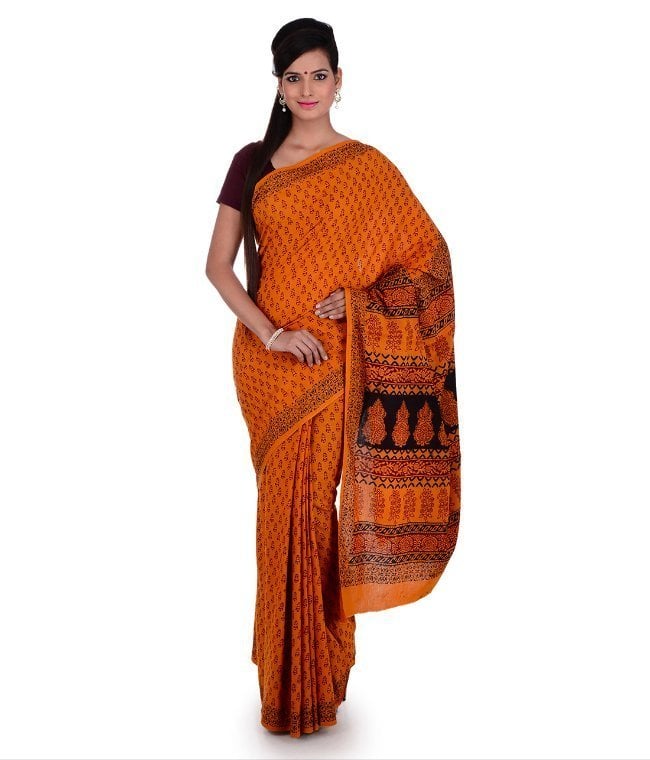 Hand Block Bagh Print Maheshwari Saree
