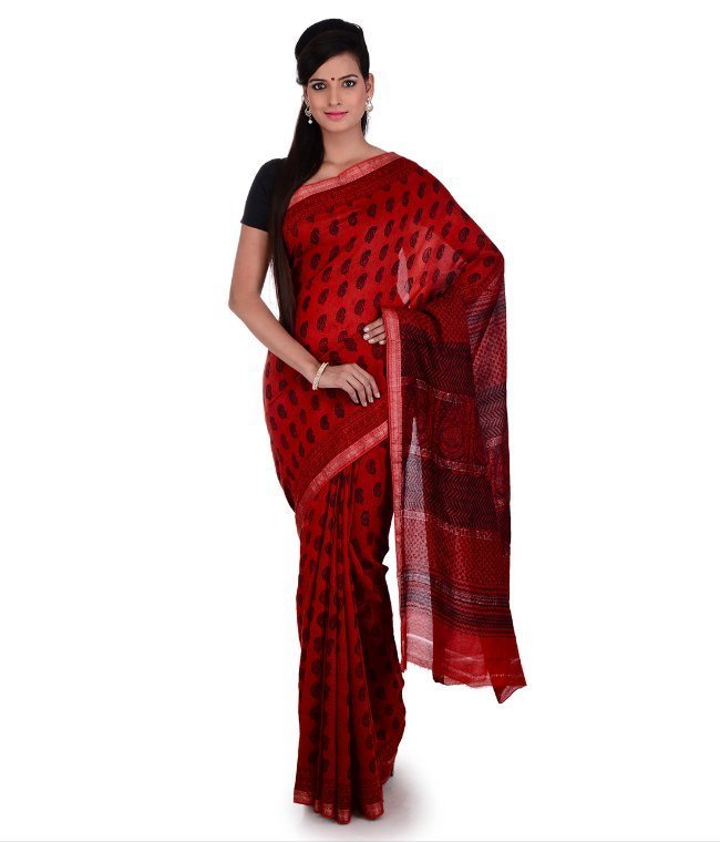 Hand Block Bagh Print Maheshwari Saree