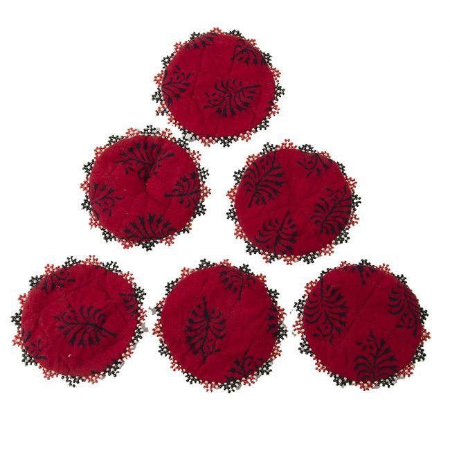Fabric Round Coasters “ Pack of 6