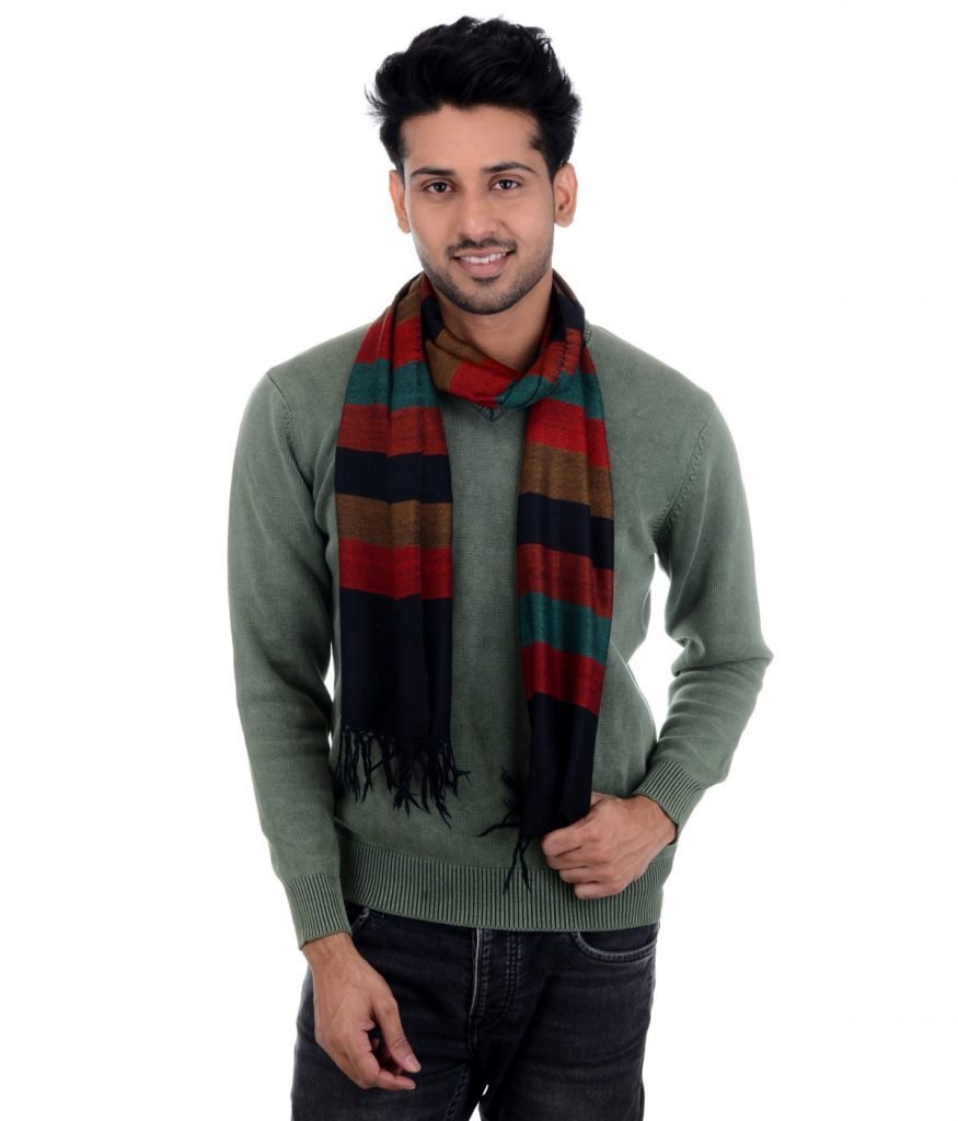 Tribes India Handwoven Sheep Wool Multicolor Muffler