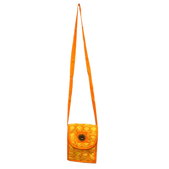 Handcrafted Cotton, Spoange & Jeco Beeds Yellow Purse