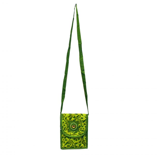 Handcrafted Cotton, Spoange & Jeco Beeds Green Purse