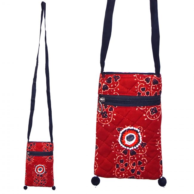 Handcrafted Cotton, Spoange & Jeco Beeds Red Mobile Cover