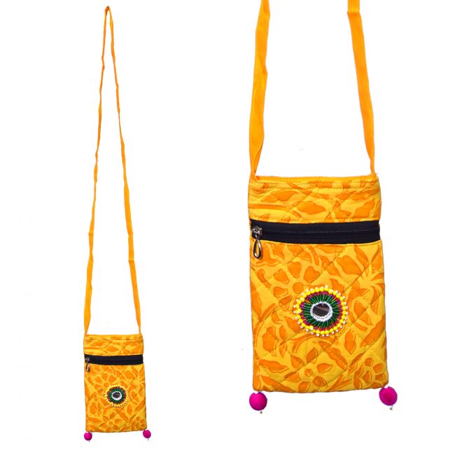 Handcrafted Cotton, Spoange & Jeco Beeds Yellow Mobile Cover