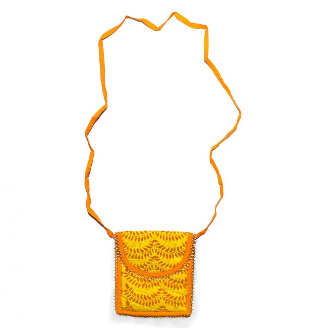 Handcrafted Cotton, Spoange & Jeco Beeds Yellow Purse (Regular Batuwa)