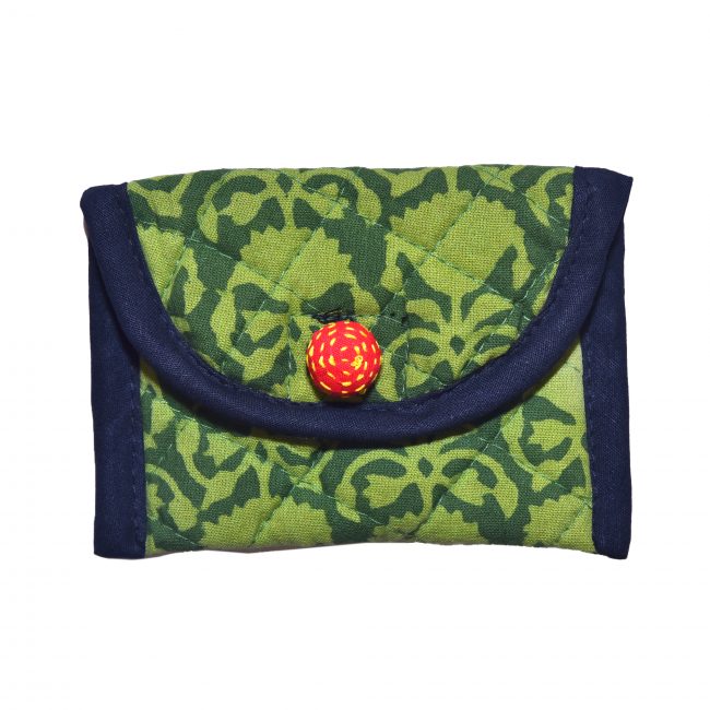 Handcrafted Cotton & Spoange Green Coin Pouch