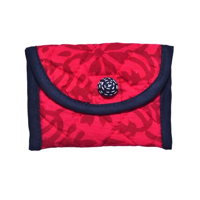 Handcrafted Cotton & Spoange Pink Coin Pouch