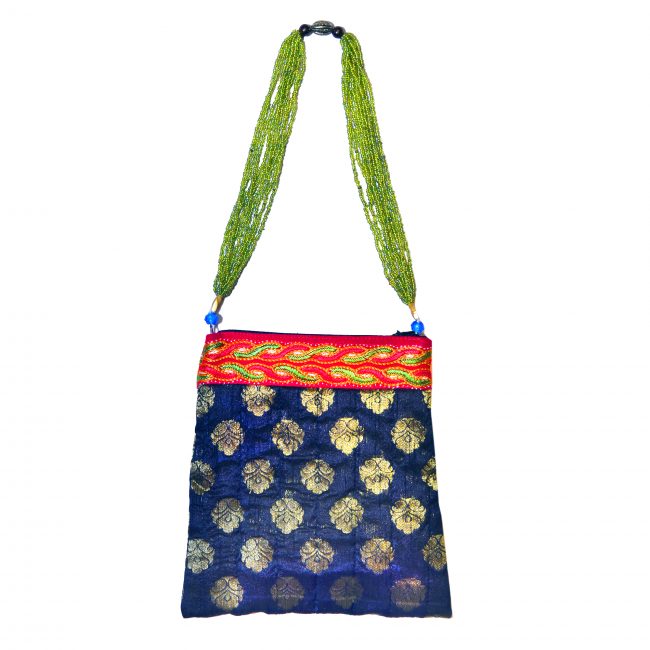 Handcrafted Cotton & Embroidery Blue Bag