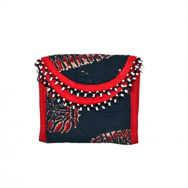 Handcrafted Cotton & Spoange Black Purse