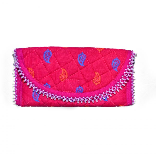 Handcrafted Cotton, Spoange & Jeco Beeds Pink Purse (PVTG)