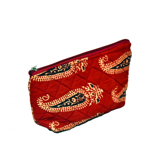 Handcrafted Cotton & Spoange Red Toilet Kit Bag