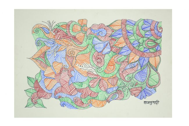 Handcrafted Red Gond Paper Painting