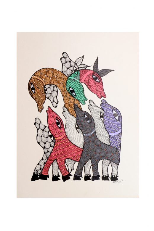 Handcrafted Multicolor Gond Paper Painting
