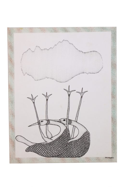 Handcrafted White Gond Paper Painting